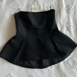 Elegant Black Strapless Peplum Top
